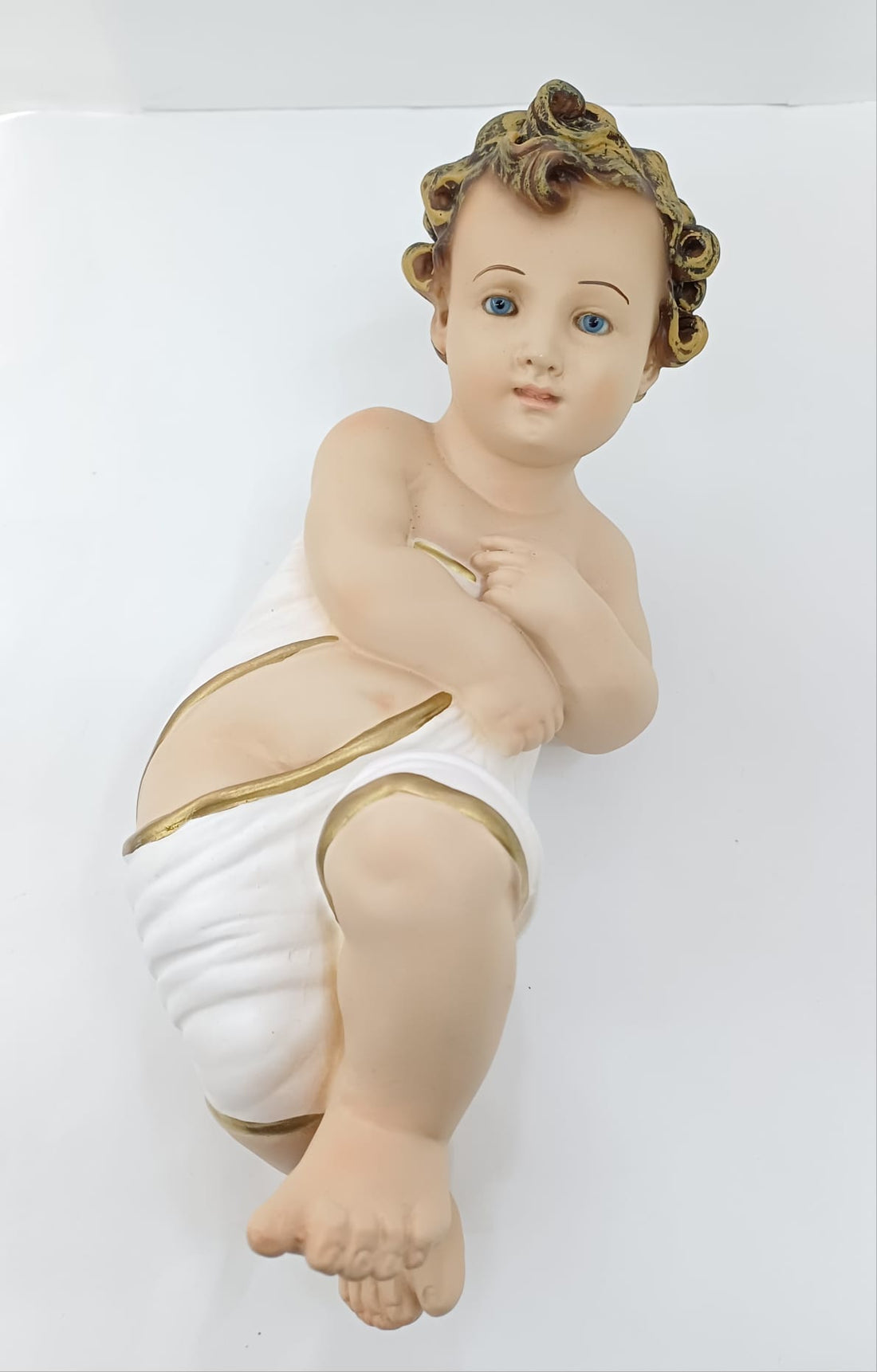 Gesù Bambino in fasce cm 30 con occhi di vetro
