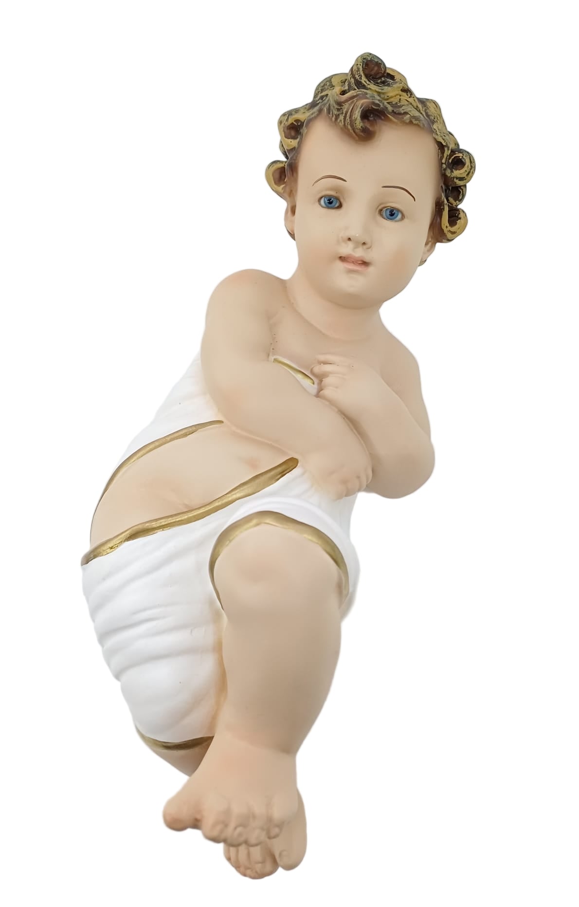 Gesù Bambino in fasce cm 30 con occhi di vetro