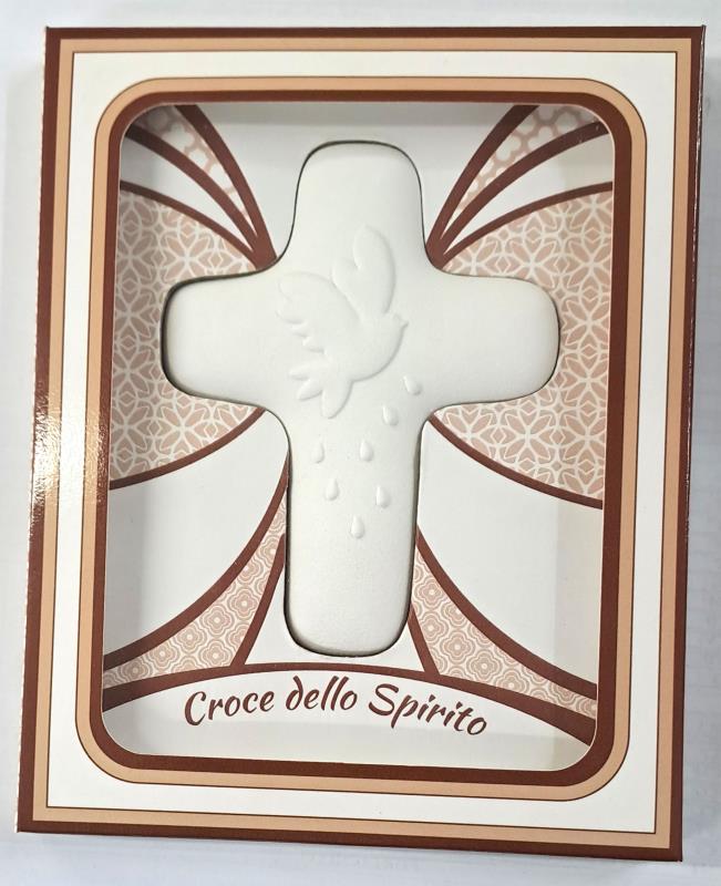 Croce della Cresima in resina bianca