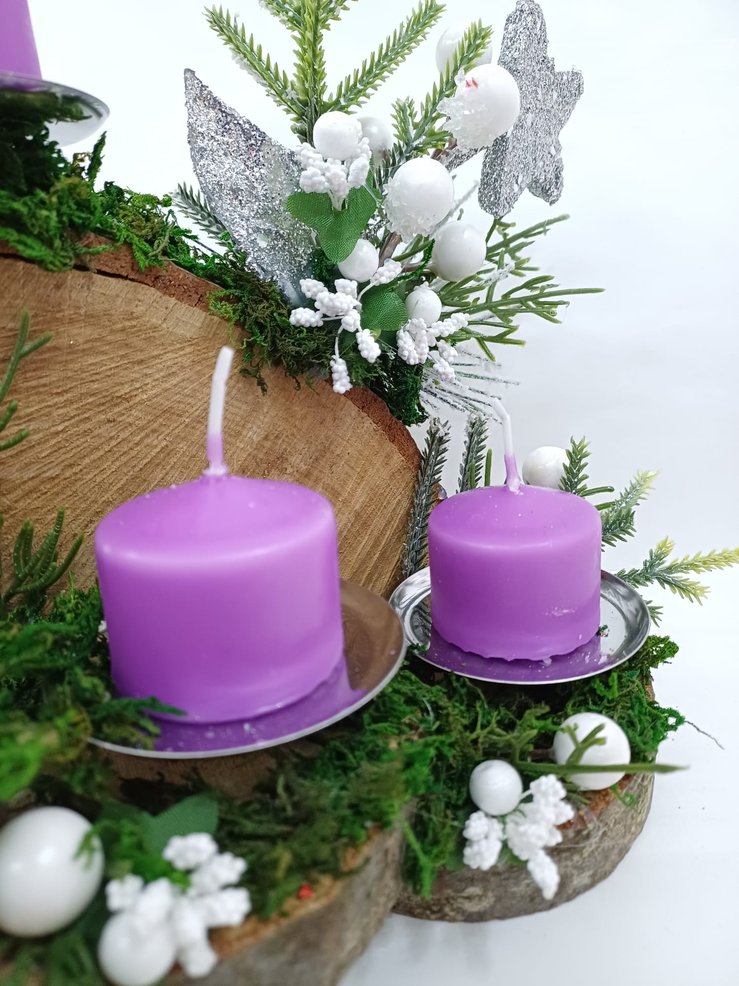 Corona Avvento luna decoro bianco