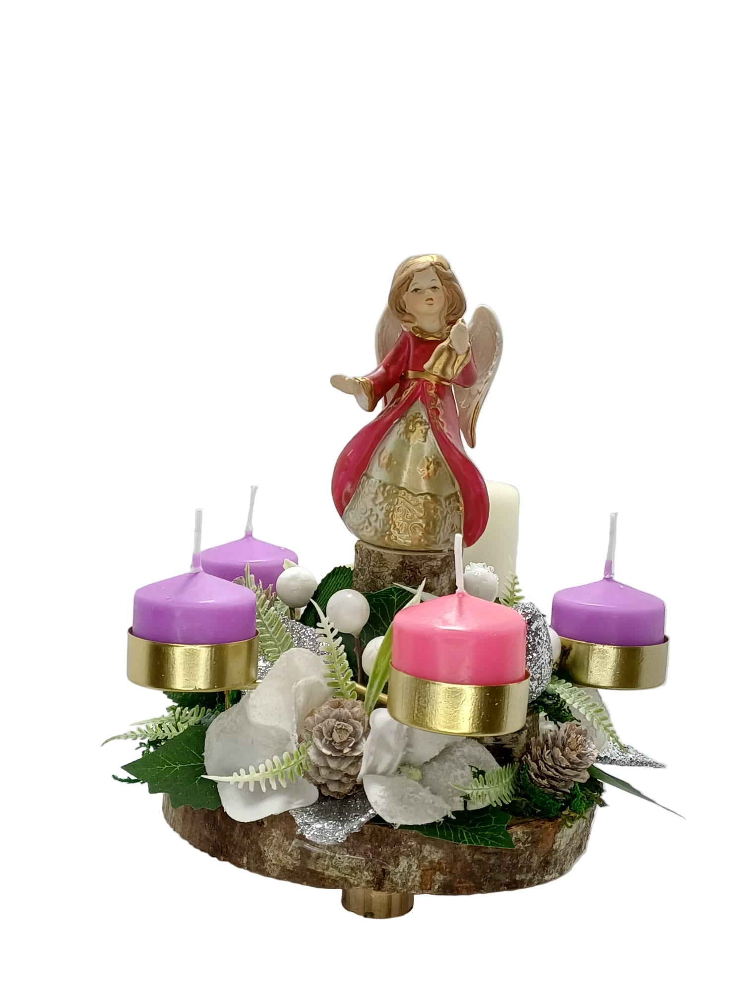 Corona Avvento decoro bianco