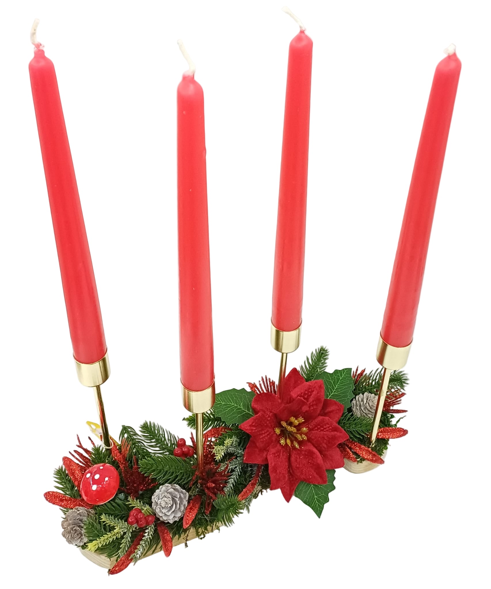 Corona Avvento decoro rosso