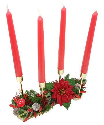 Corona Avvento decoro rosso