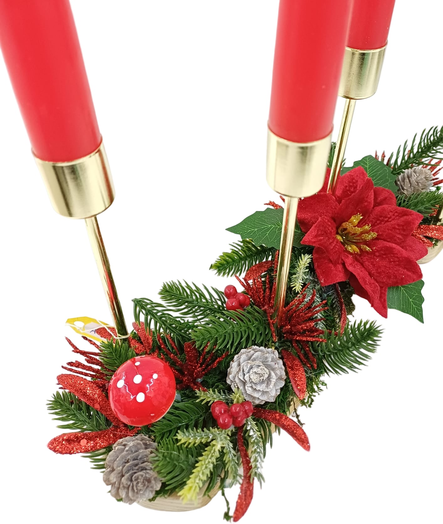 Corona Avvento decoro rosso