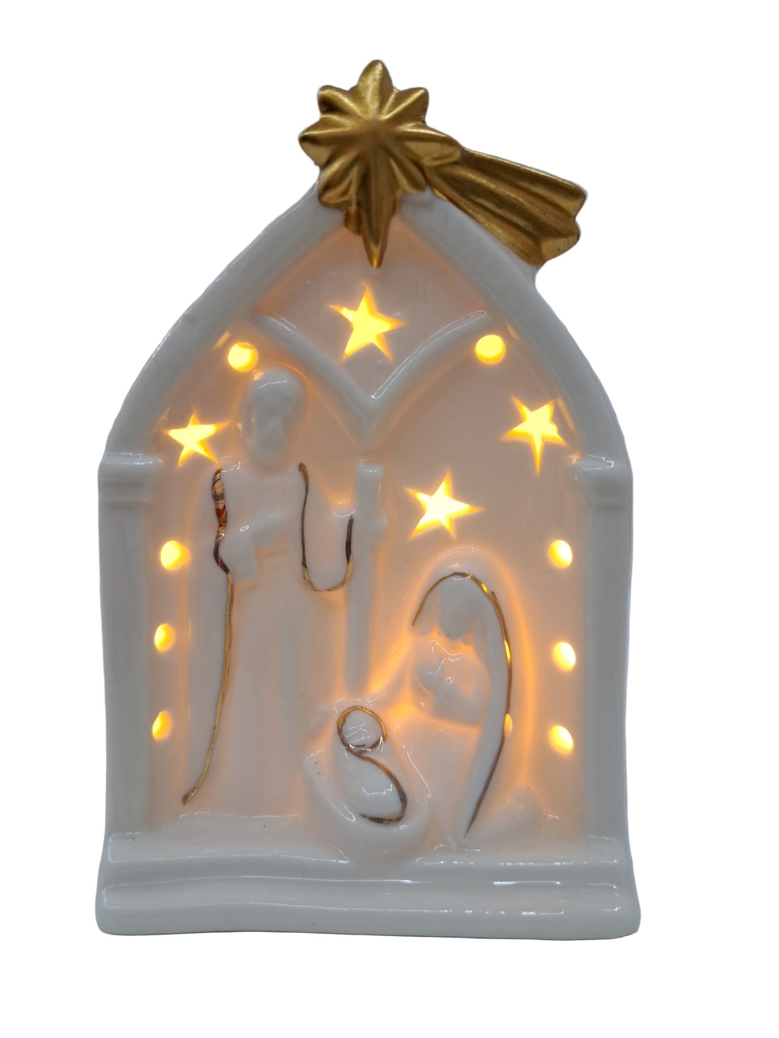 Natività  capanna porcellana lucida  con led