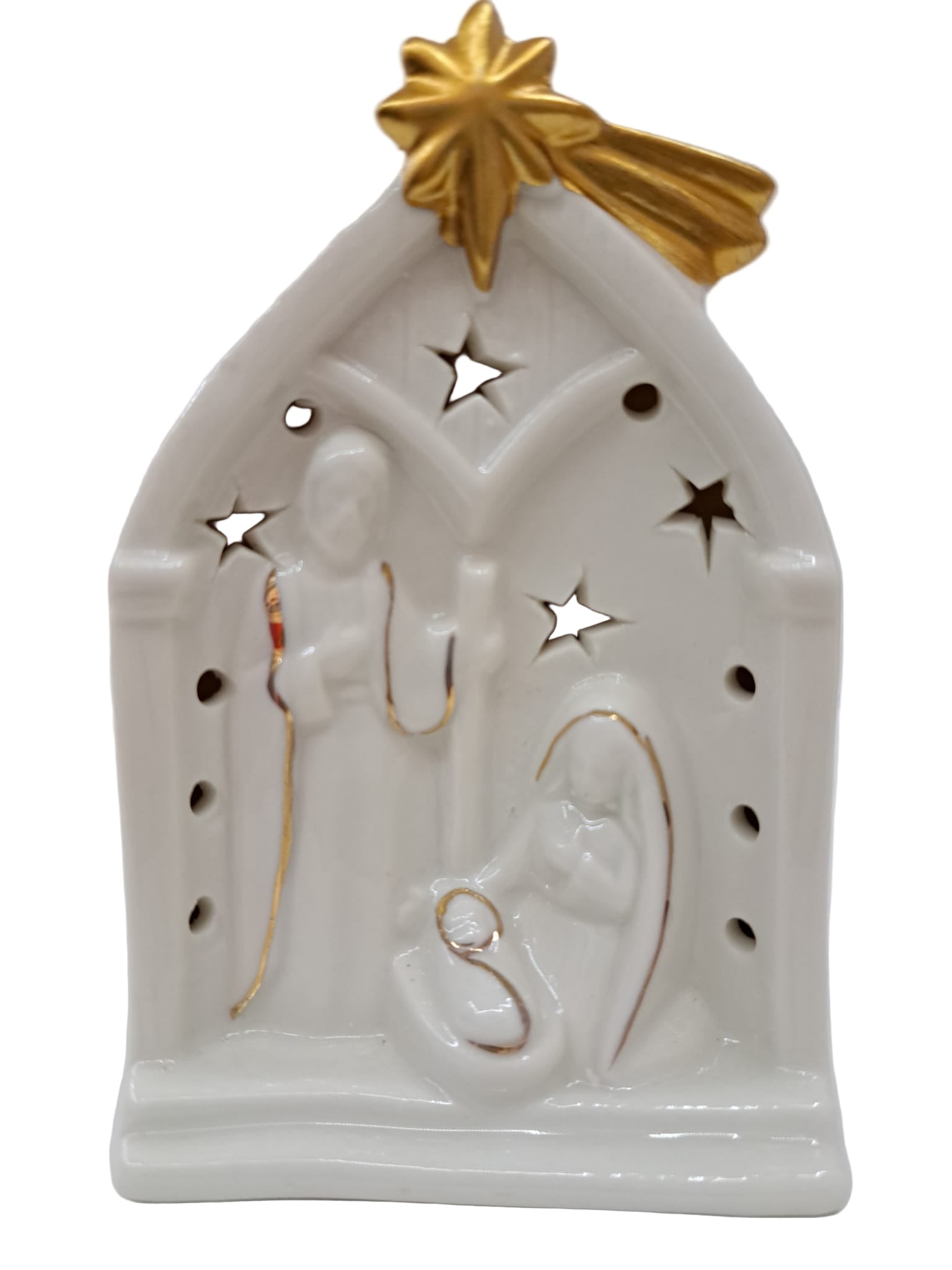 Natività  capanna porcellana lucida  con led