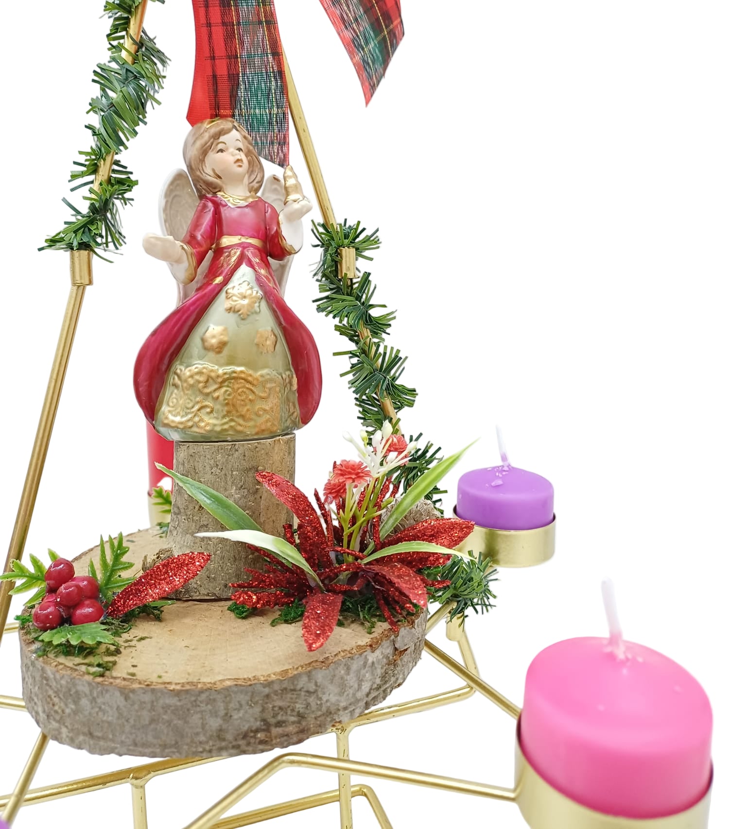 Corona Avvento albero natale angelo rosso