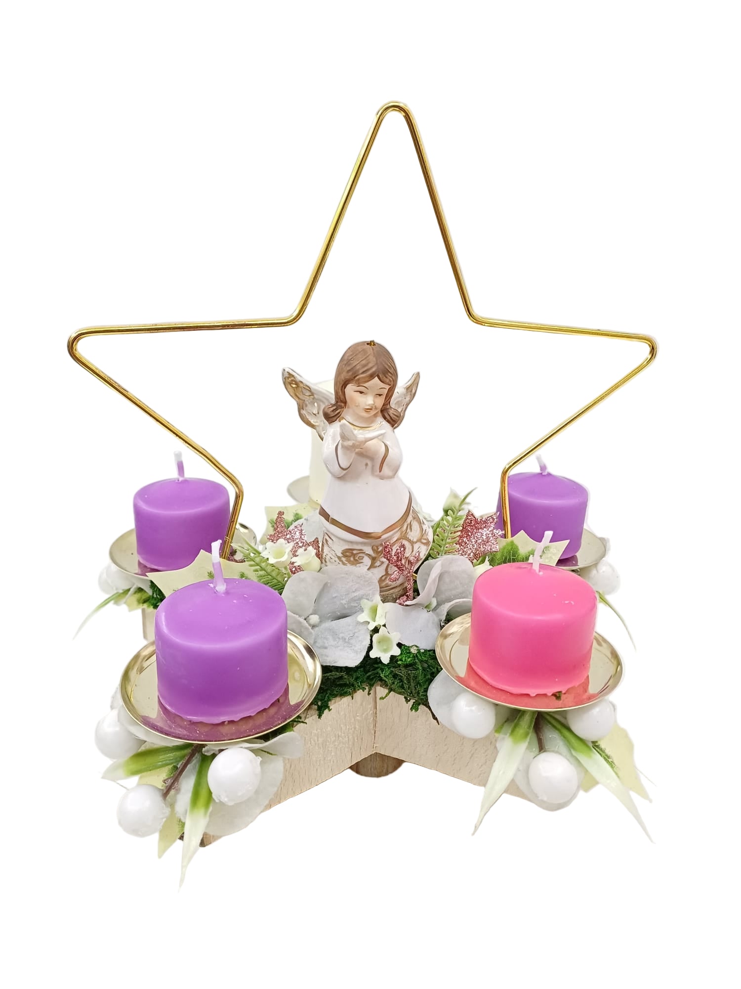 Corona Avvento stella con angelo