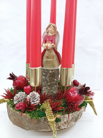 Corona Avvento con angelo e melograni