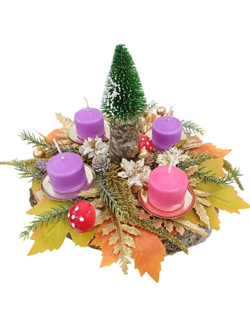 Corona Avvento con alberello e decoro autunnale