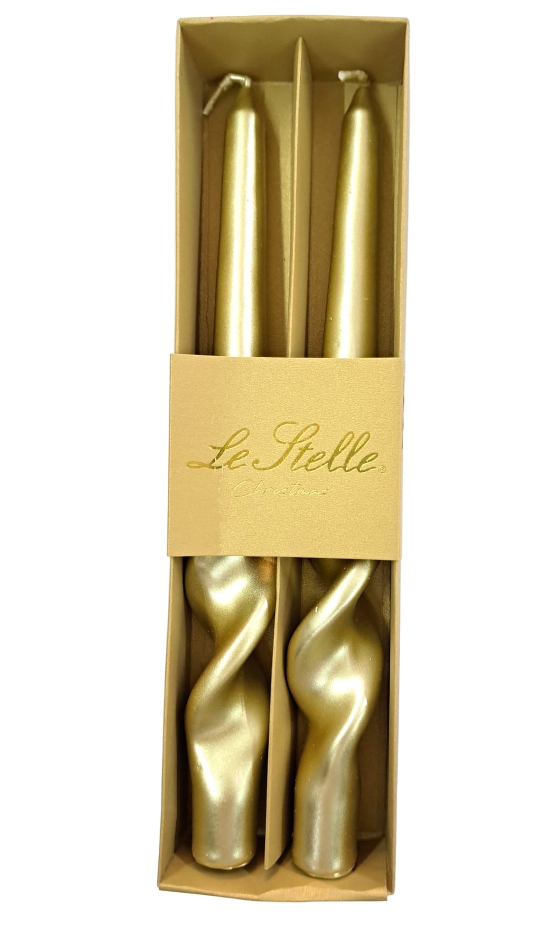 set 2 pezzi candela a torciglione oro