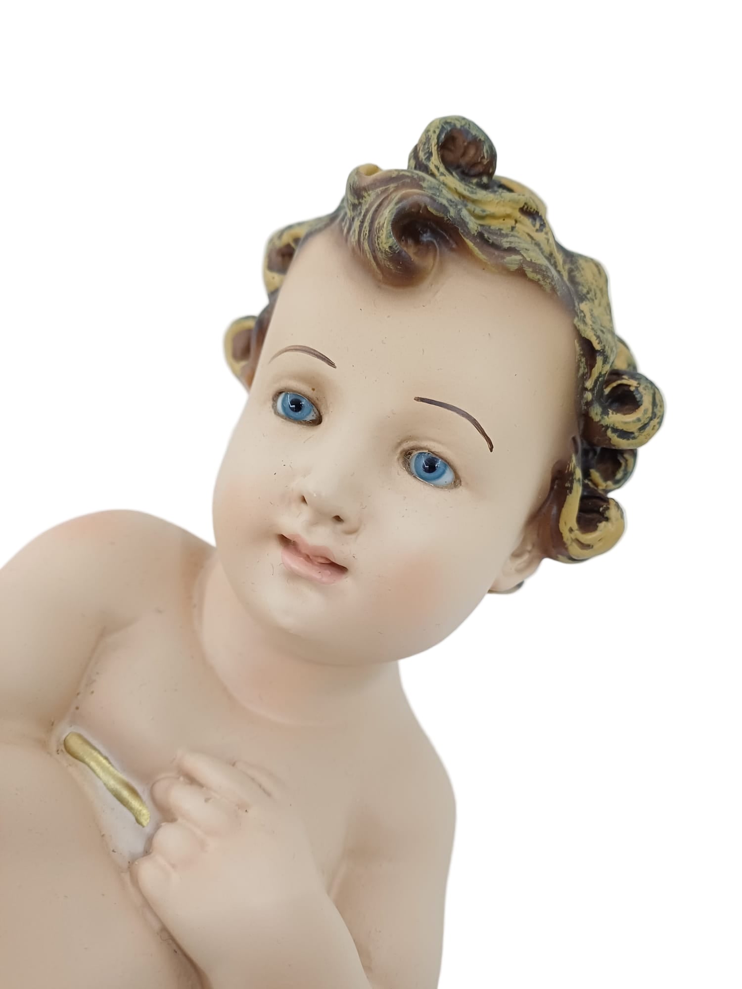 Gesù Bambino in fasce cm 30 con occhi di vetro