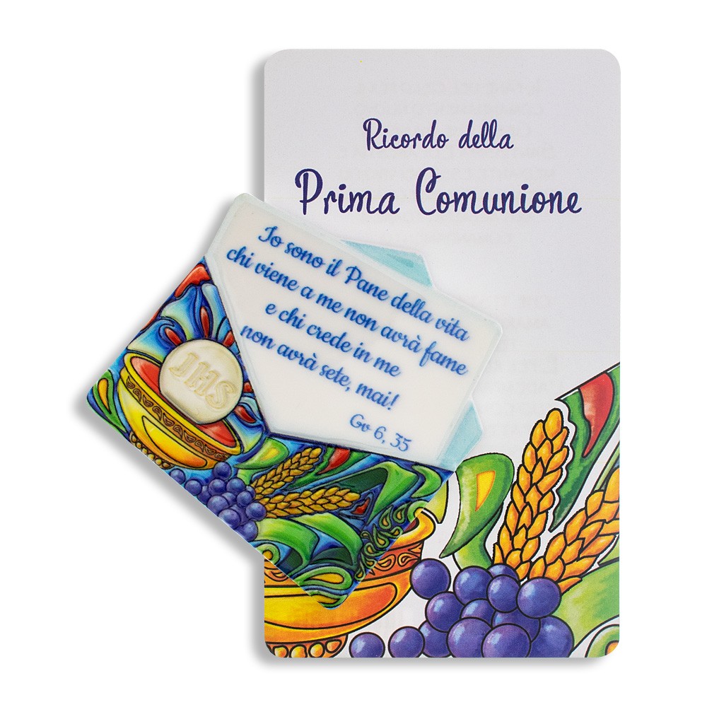 Magnete quadretto sagomato prima comunione lettera effetto ceramica