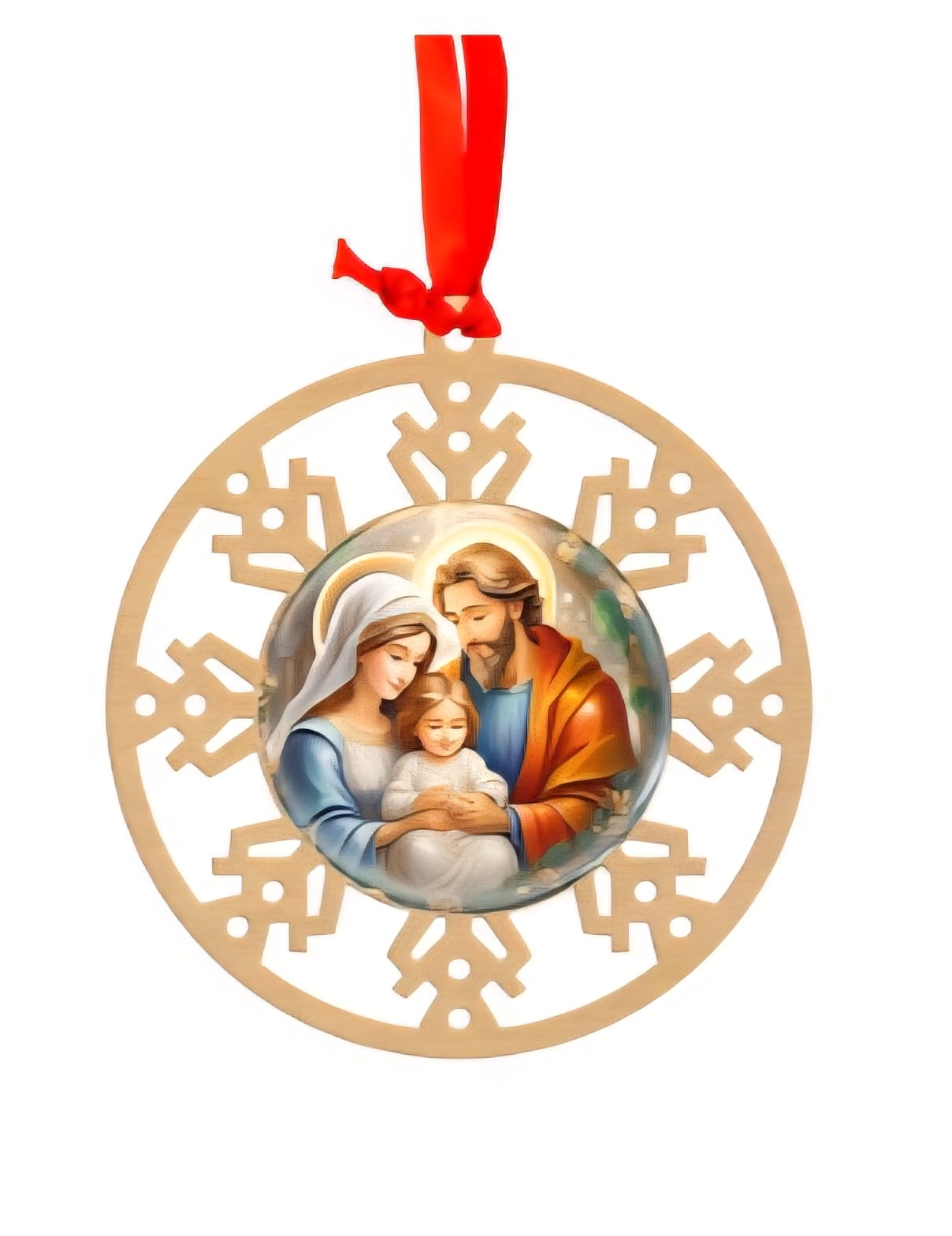 Confezione addobbo albero in legno con natività
