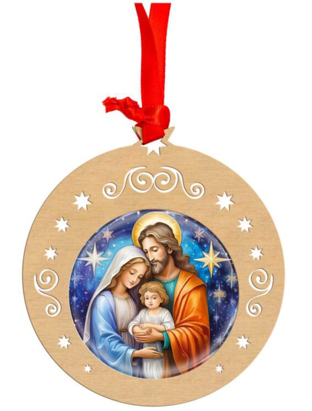 Confezione addobbo albero in legno con natività
