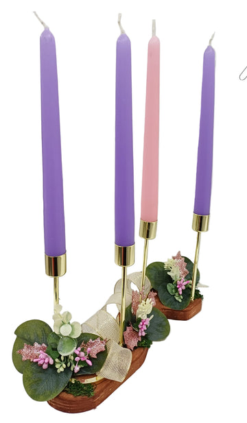 Corona Avvento decoro rosa