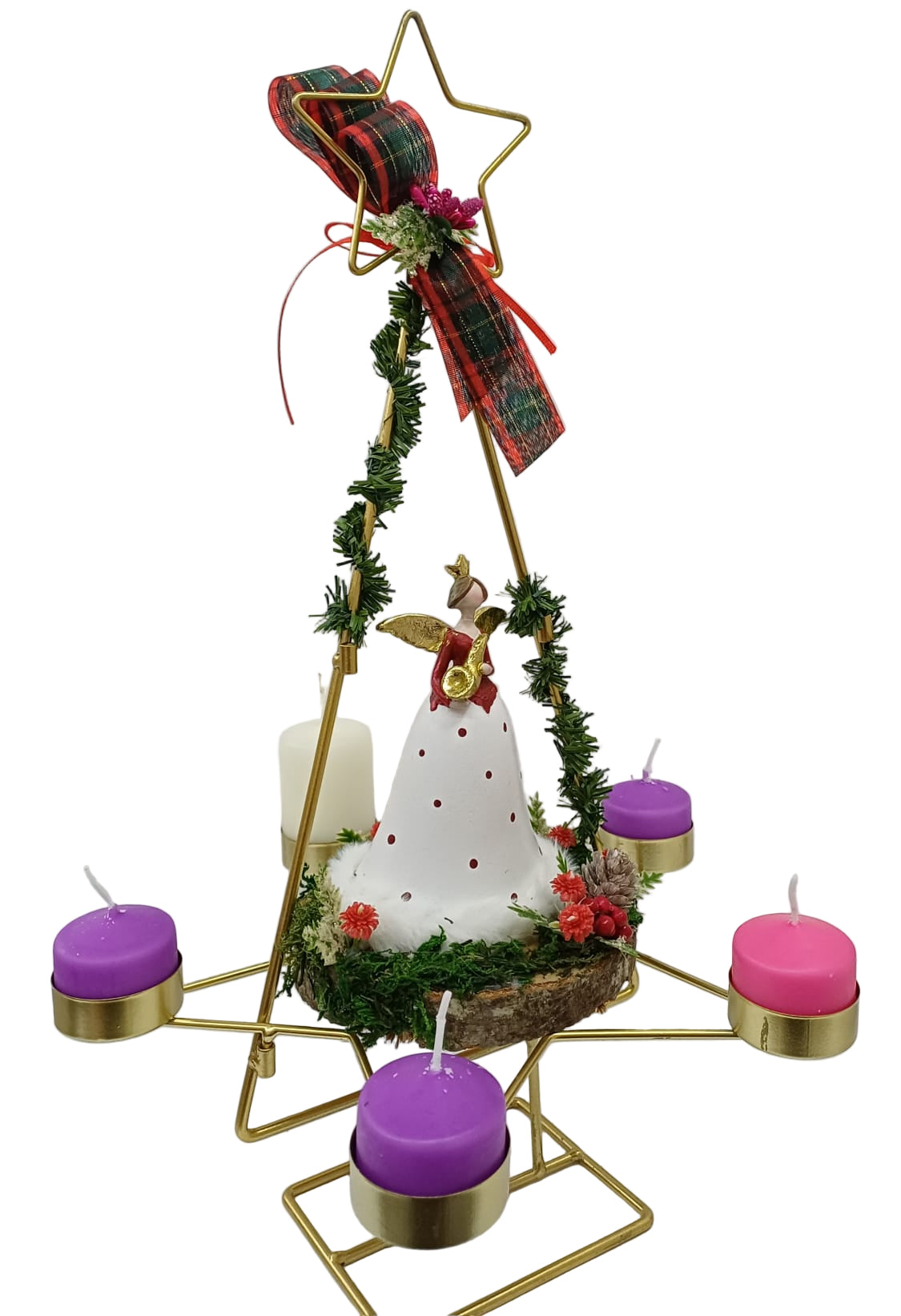 Corona Avvento albero angelo a pois