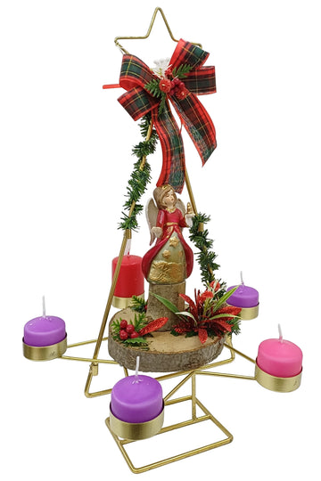 Corona Avvento albero natale angelo rosso
