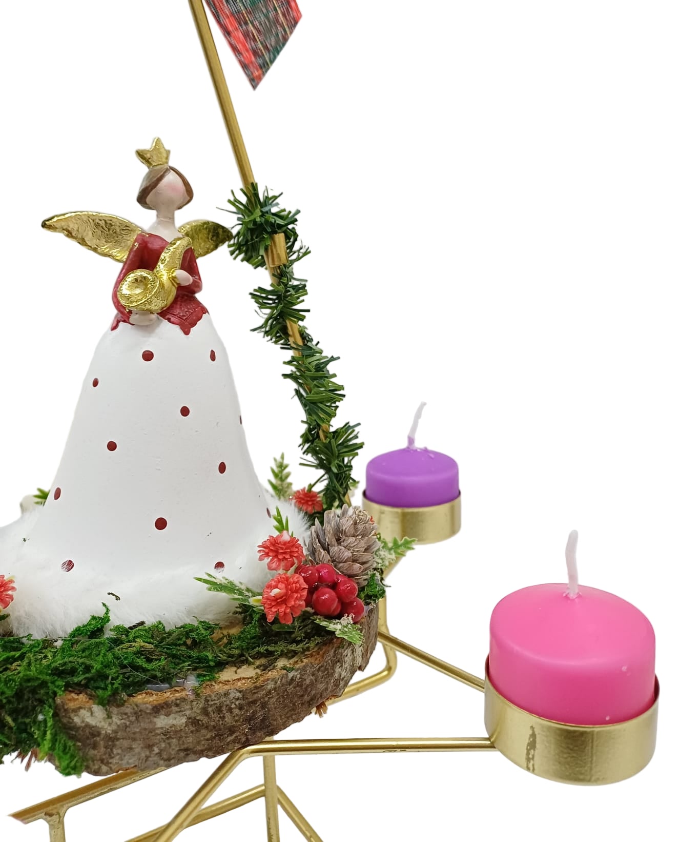 Corona Avvento albero angelo a pois