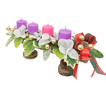 Corona Avvento tronchetto  e fiocco