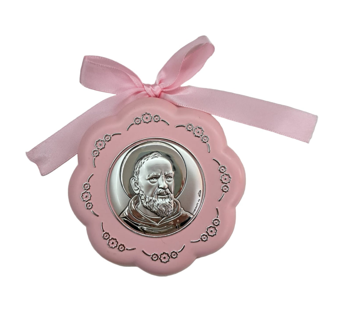 Medaglione culla fiore con Padre Pio