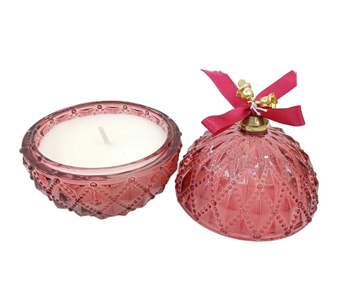 Candela scatola vetro natalizia cm 10