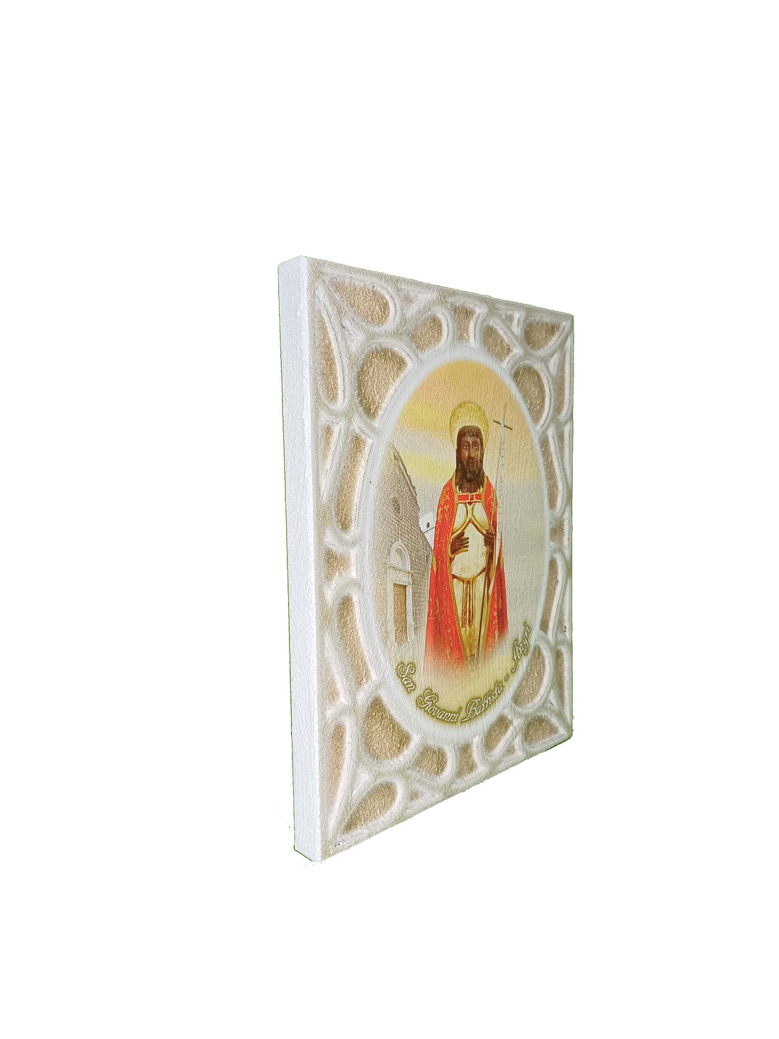 Quadro su legno effetto pietra San Giovanni Battista Angri cm 40
