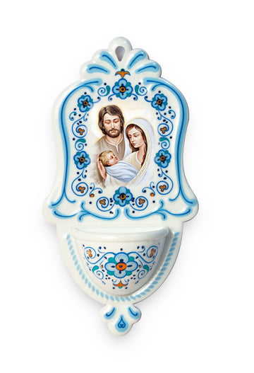 Acquasantiera in polimero Sacra Famiglia