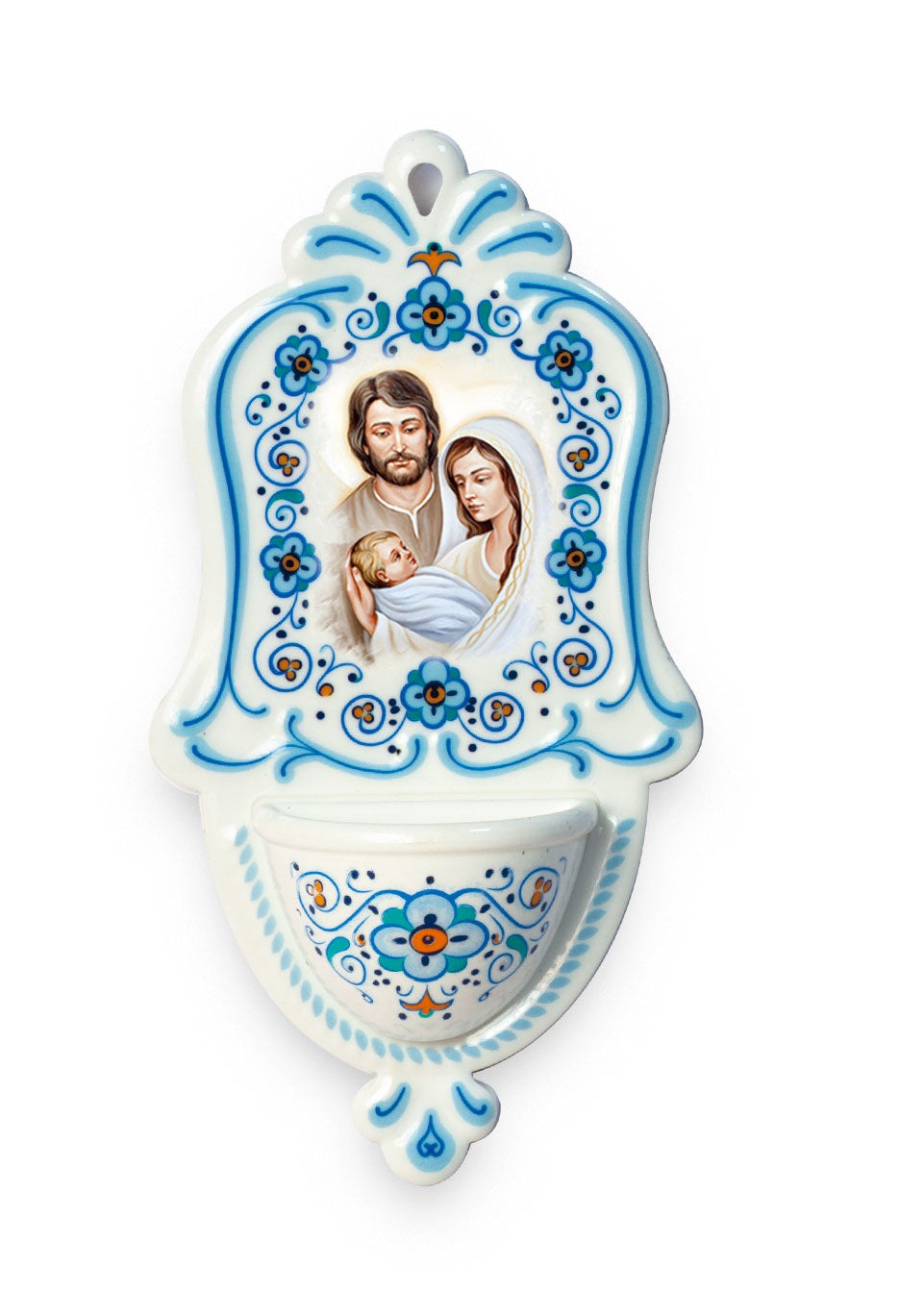 Acquasantiera in polimero Sacra Famiglia