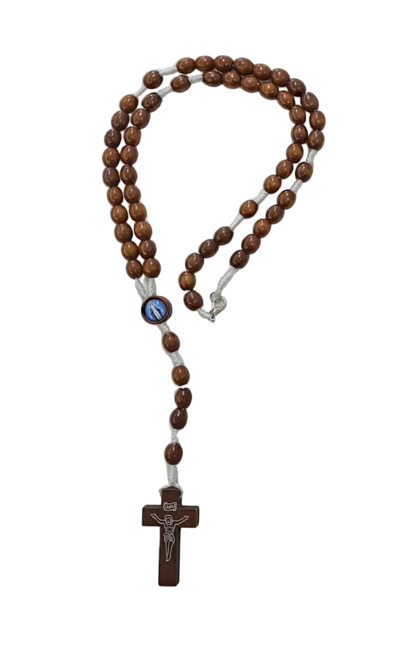 Rosario in legno con moschettone