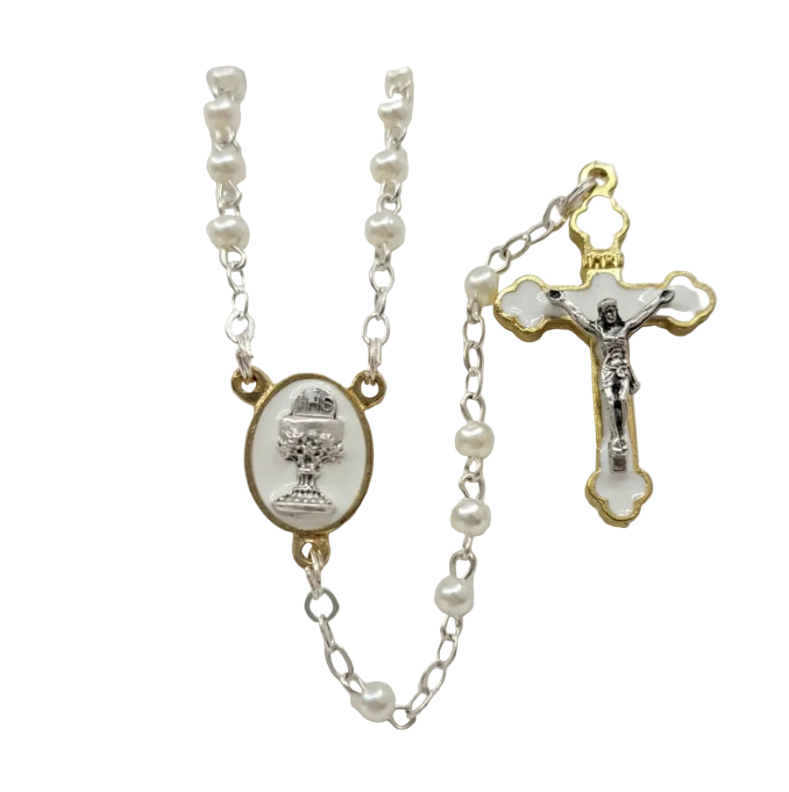 Rosario con crociera calice e croce smaltata