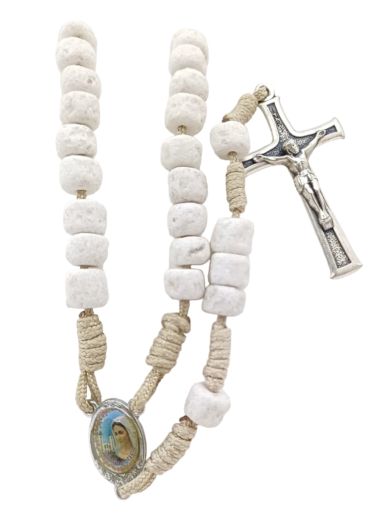 Rosario in pietra con moschettone