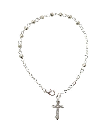 Bracciale decina grani argentati