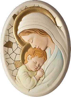 Quadro ovale Madonna con bambino