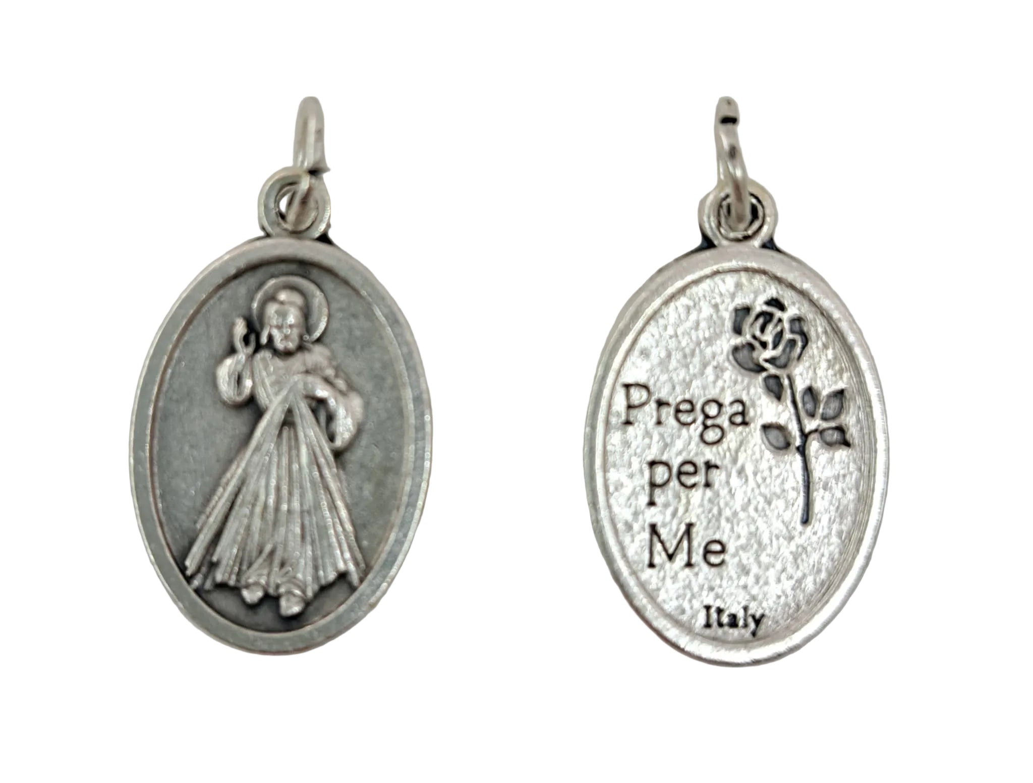 Medaglia Divina Misericordia in zama color argento