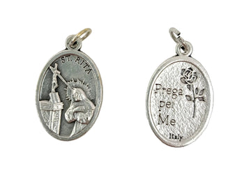 Medaglia Santa Rita in zama color argento