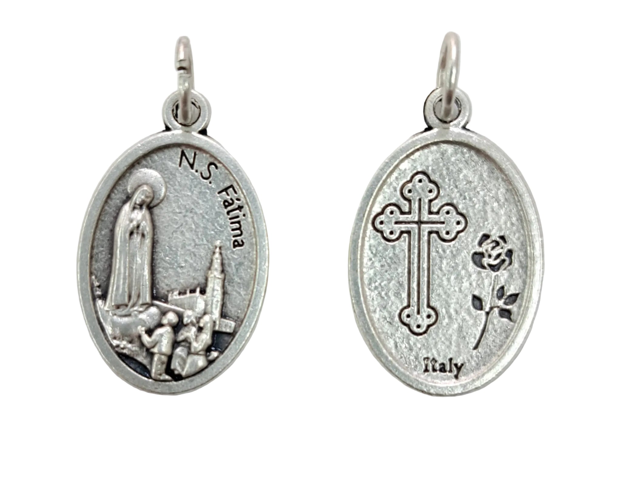 Medaglia Fatima in zama color argento