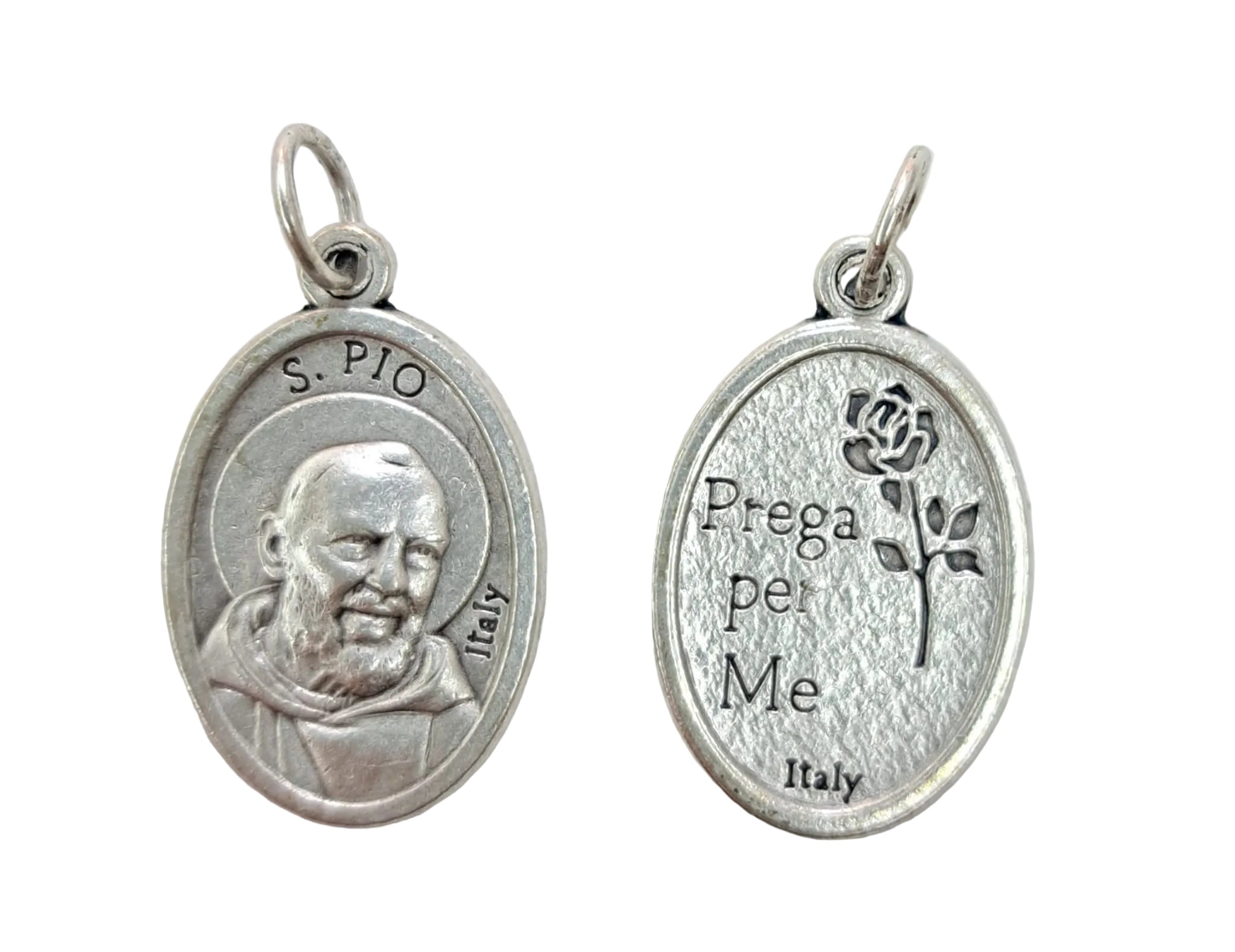 Medaglia San Pio in zama color argento