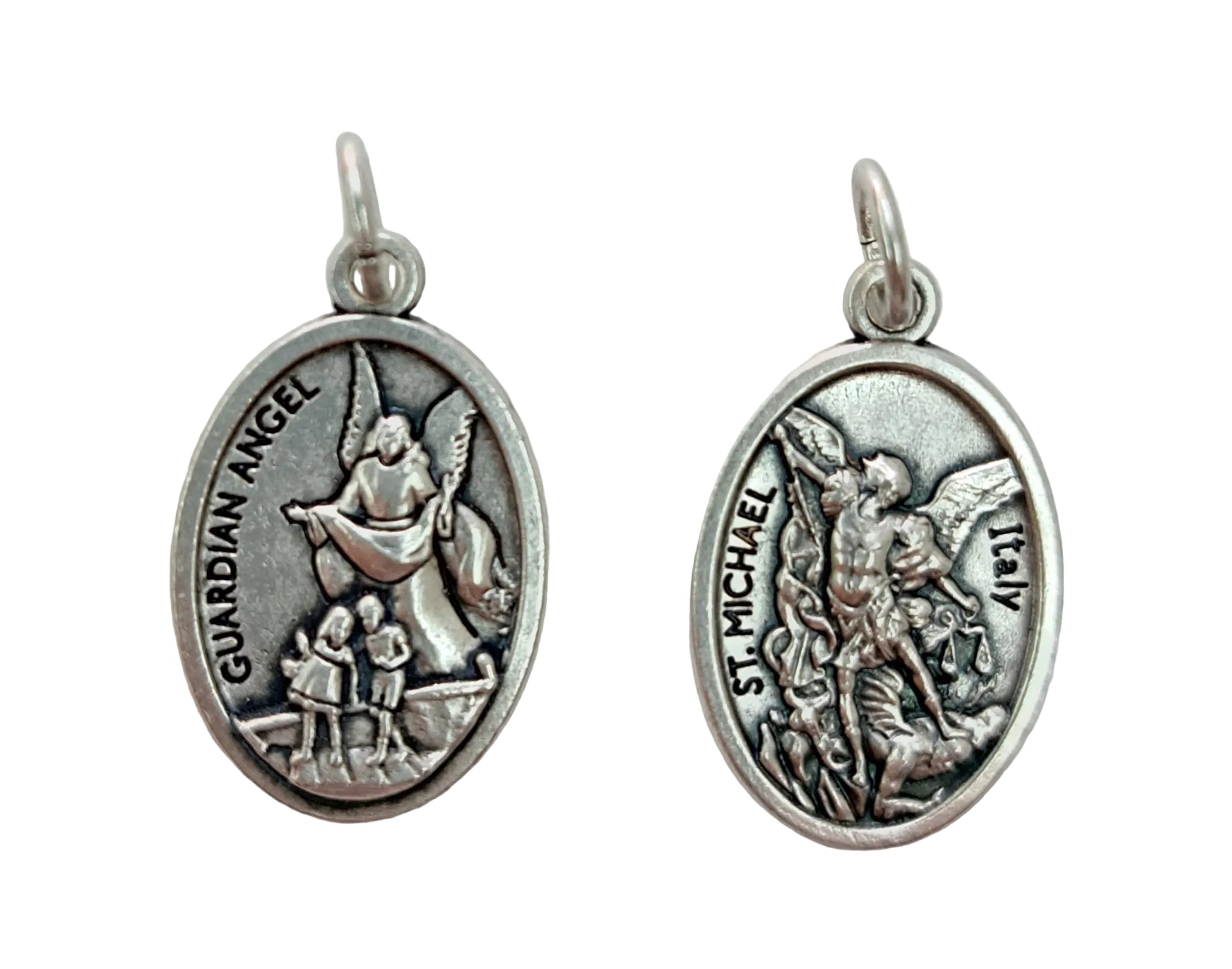 Medaglia Angelo custode/San Michele in zama color argento