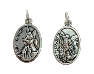 Medaglia Angelo custode/San Michele in zama color argento