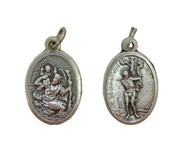 Medaglia San Cristoforo/San Sebastiano in zama color argento