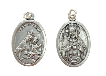 Medaglia Scapolare del Carmine in zama color argento