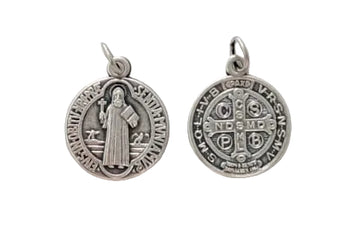 Medaglia San Benedetto 2 cm in zama color argento