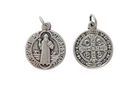 Medaglia San Benedetto 2 cm in zama color argento