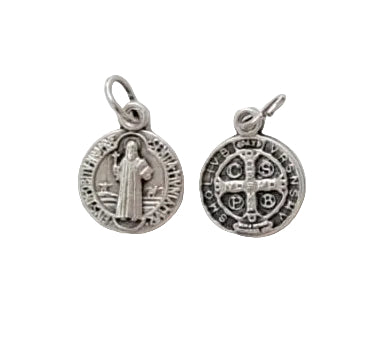 Medaglia San Benedetto 1,5 cm in zama color argento