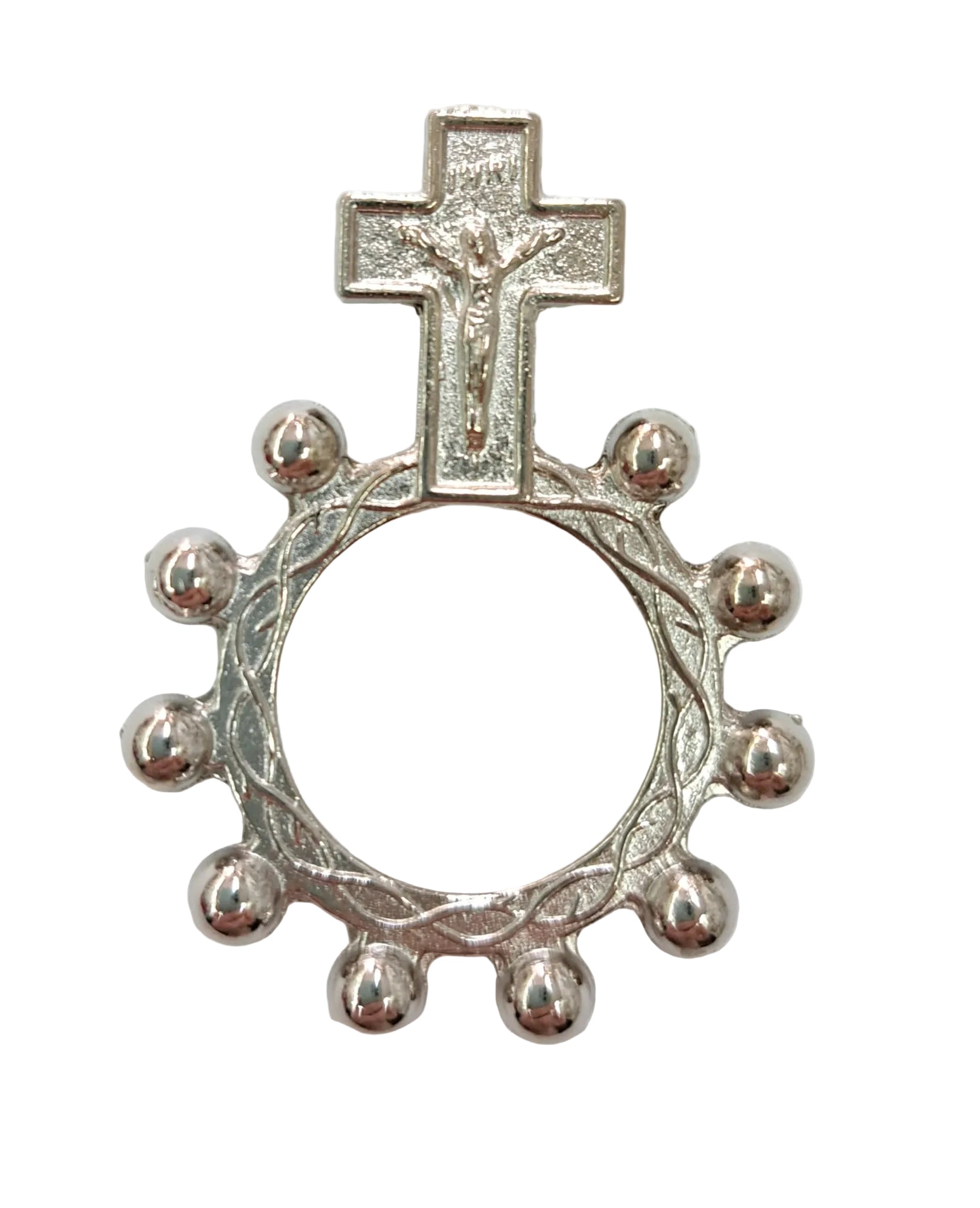 Anello rosario basco in metallo color argento