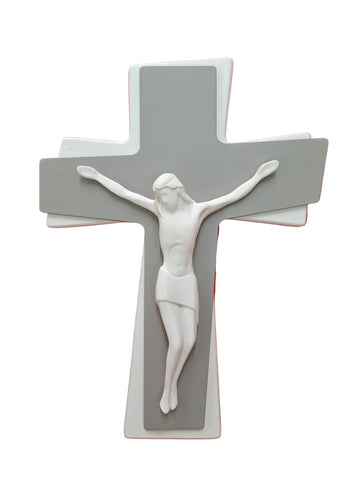 Croce in legno grigio e bianco