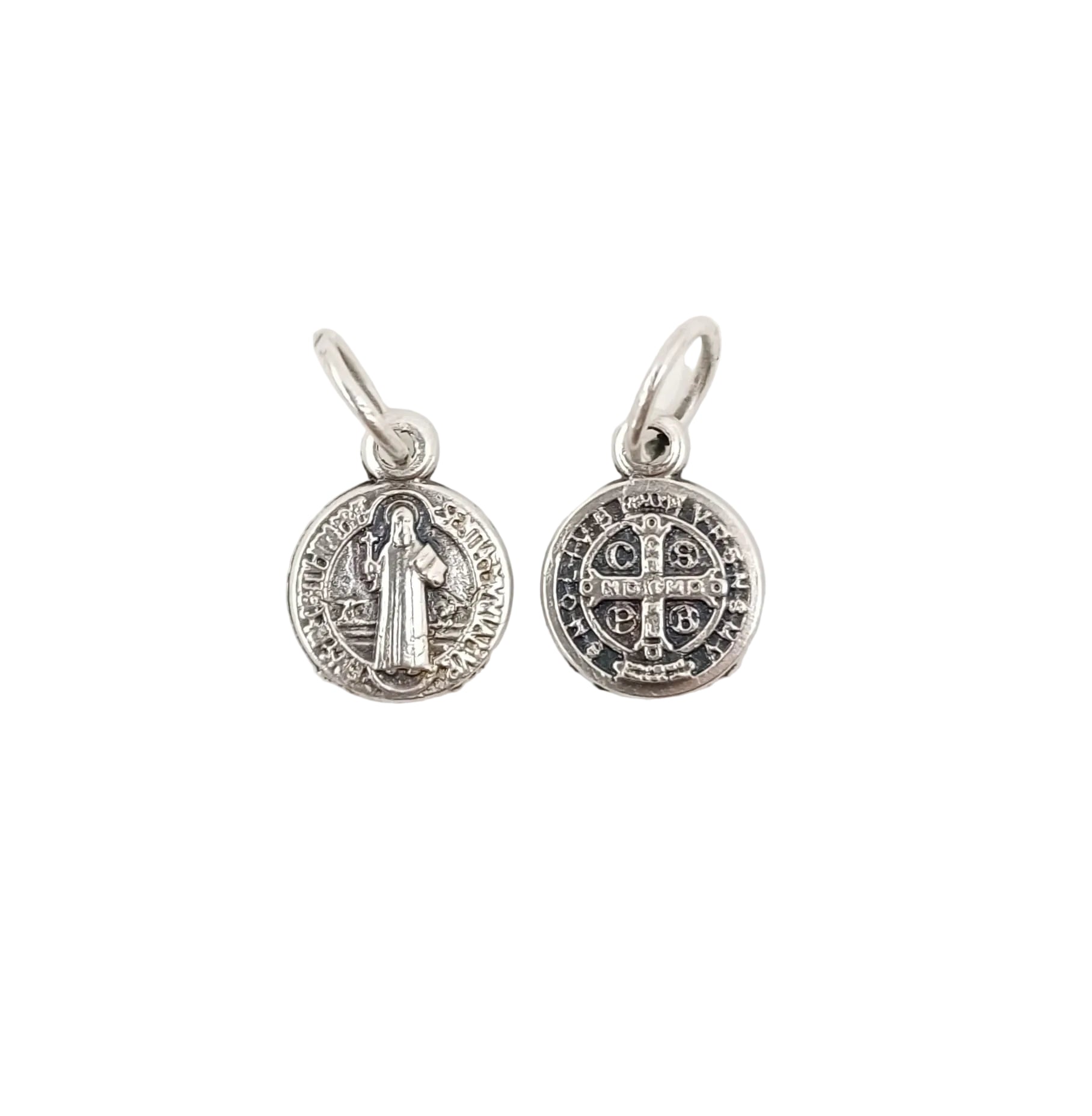 Medaglia San Benedetto 1 cm in zama color argento