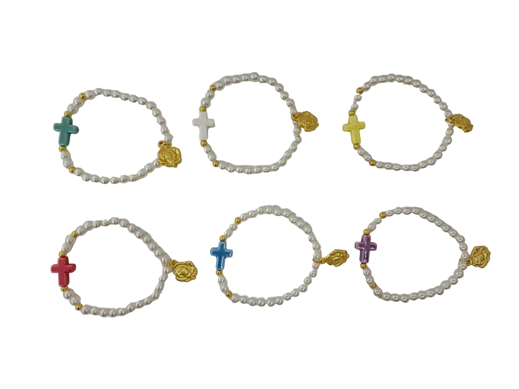 Bracciale con perline e croce