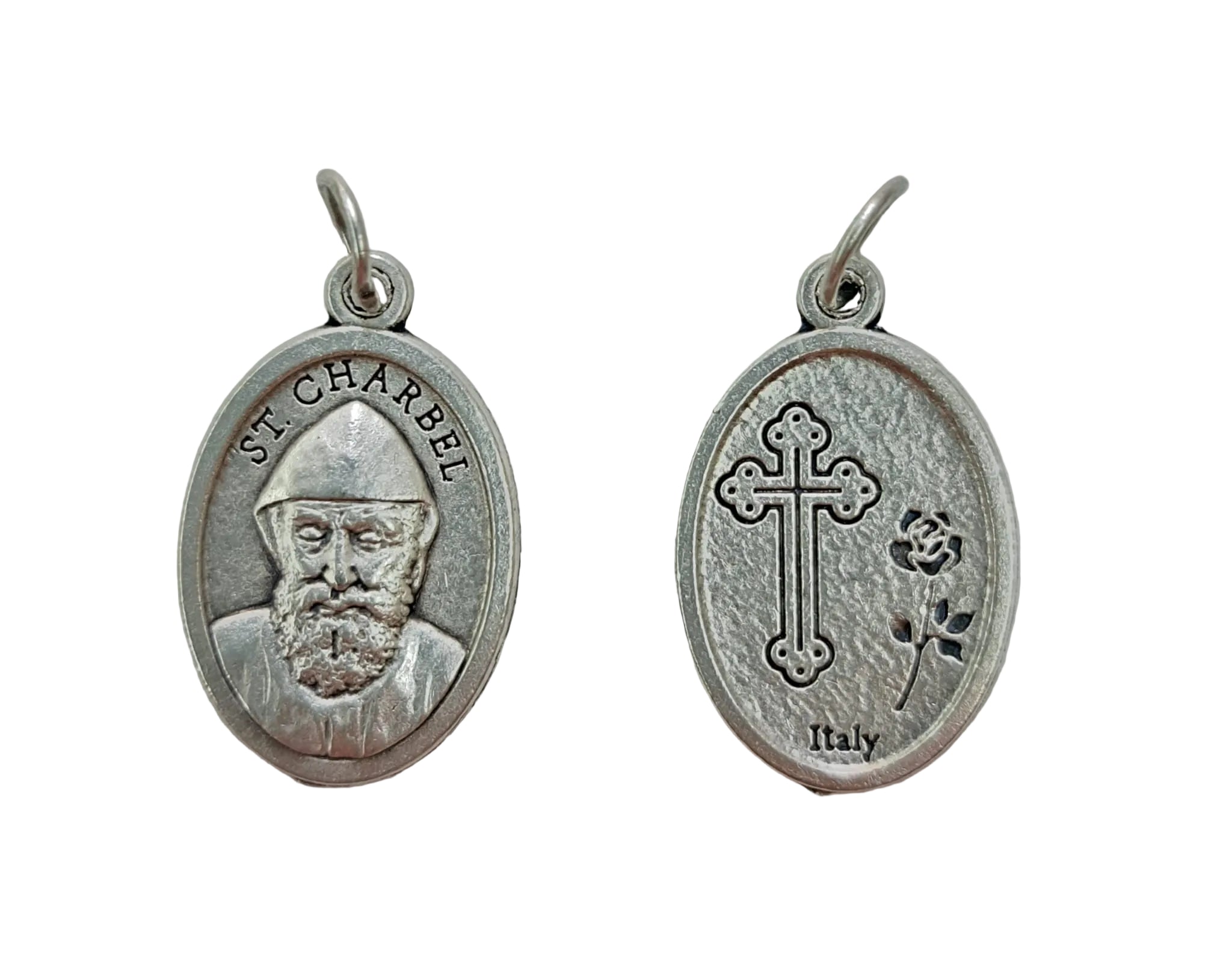 Medaglia San Charbel in zama color argento